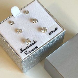 Swarovski Zirconia Stud Earrings - Set of 3